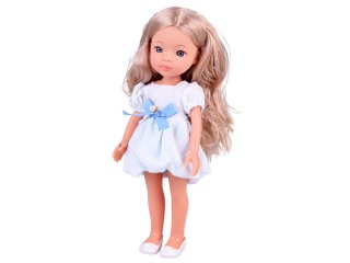Lovely Girl Lalka blondynka z długimi włosami w białej sukience 33cm ZA5850