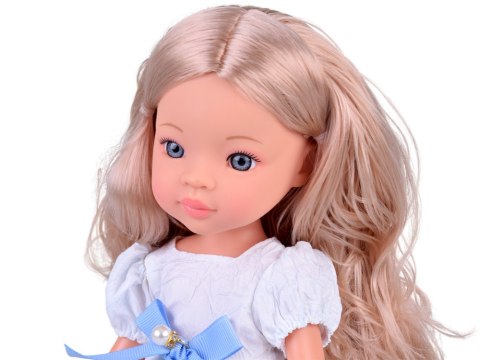 Lovely Girl Lalka blondynka z długimi włosami w białej sukience 33cm ZA5850