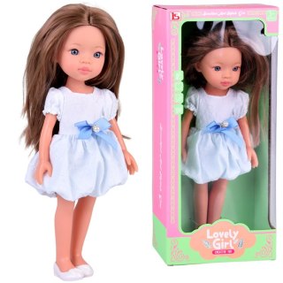 Lovely Girl Lalka szatynka z długimi włosami w białej sukience 33cm ZA5850
