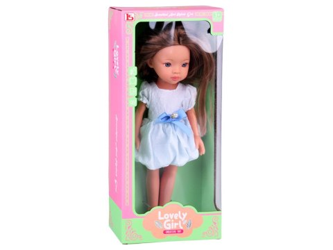 Lovely Girl Lalka szatynka z długimi włosami w białej sukience 33cm ZA5850