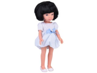 Lovely Girl Lalka z czarnymi krótkimi włosami w białej sukience 33cm ZA5850