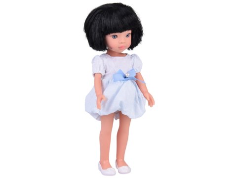 Lovely Girl Lalka z czarnymi krótkimi włosami w białej sukience 33cm ZA5850