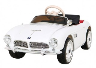 Autko BMW 507 Retro elektryczne dla dzieci Biały roadster