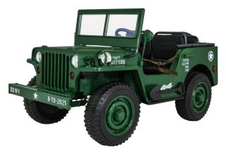 Autko Wojskowe Retro dla 3 dzieci Zielony Jeep Willys