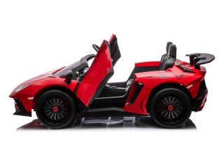 Auto Lamborghini Aventador SV na akumulator dla 2 dzieci Czerwony + Pilot 2,4 GHz + Pianka EVA + Audio LED