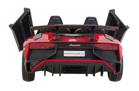 Auto Lamborghini Aventador SV na akumulator dla 2 dzieci Czerwony + Pilot 2,4 GHz + Pianka EVA + Audio LED