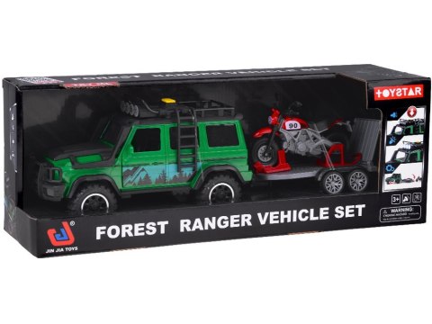 Auto terenowe z przyczepą typu laweta + MOTOR Światło i dźwięk ZA5913