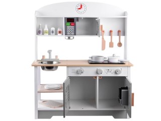 BIAŁO-SZARA interaktywna kuchnia drewniana dla dzieci + akcesoria ZA4126