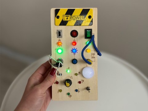 Drewniana TABLICA manipulacyjna Montessori - elektryczne diody LED ZA5944