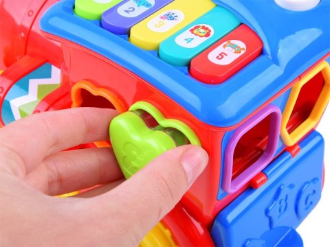 Interaktywna LOKOMOTYWA Sorter + kolorowe klocki Muzyka + światło ZA0104