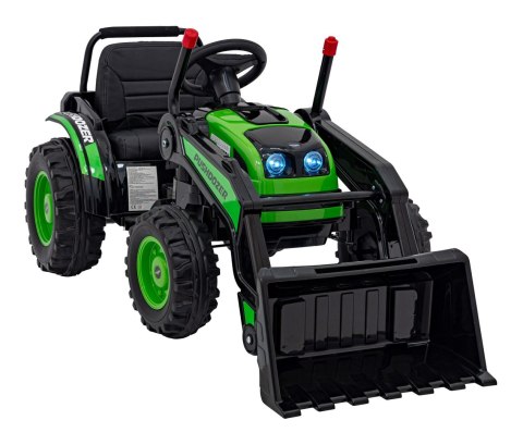 Koparka Traktor na akumulator dla dzieci Zielony + Ruchome Ramię Łyżka + Pilot + Wolny Start + Radio FM + LED