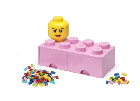LEGO(R) pojemnik klocek z szufladami ósemka różowy