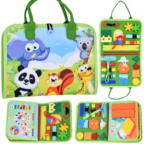 Materiałowa edukacyjna książeczka manipulacyjna Montessori zegar ZA6022