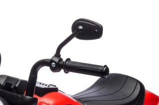 Motorek Chopper FASTER na akumulator dla dzieci Czerwony + Radio FM + Panel audio + LED