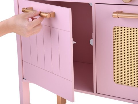 Urocza Różana Drewniana Kuchnia dla dzieci Palnik Zlew Garnki ZA5932