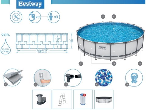 Bestway Basen STELAŻOWY 549x122cm 11w1 56462