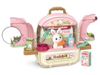 Królik w Plecaku Zabawka 3w1 Mini Farma Ogródek Plecak Domek Dla Lalek