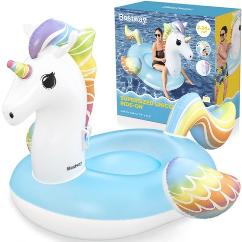 Bestway Dmuchany materac do pływania z uchwytami JEDNOROŻEC 224x164cm 41113