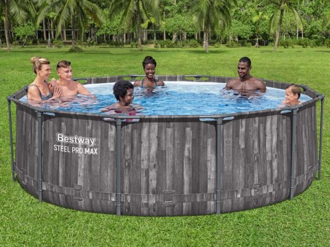 Bestway Basen stelażowy 366x100cm 8w1 drewno 5614X