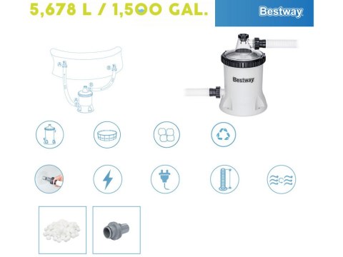 Bestway Pompa filtrująca do basenu 5678 l/h na kulki filtracyjne 58870