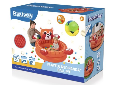 Bestway Suchy basen z kulkami Czerwona PANDA 107x94cm + 50 kulek 52702