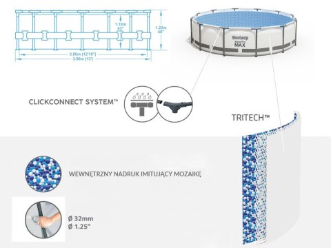 Bestway basen stelażowy 396x122cm 8w1 5618W