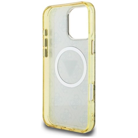 GUESS futerał do IPHONE 16 Pro kompatybilny z MagSafe GUHMP16LHG4PRTGW (IML Metal Glitter 4G Circle Triangle) brązowy