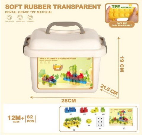 Zestaw Miękkich Żelowych Klocków 82el. + Kuferek