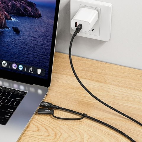 Kabel 2w1 USB C do USB C / Mag3 Hoco 240W 1,8 m U142 czarny