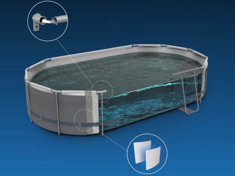 Basen stelażowy Bestway 610x366x122 deska 10w1 pompa drabinka + LED 56719