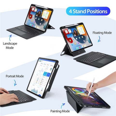DUX DUCIS etui DK składane z klawiaturą bezprzewodową do iPad Air 13 (2024)/Pro 12.9 (2020/2021/2022) czarne