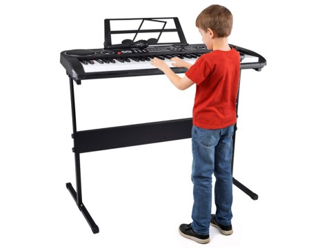 Keyboard 61 Klawiszy Podświetlane Stojak Mikrofon Organy Edukacyjne IN0187