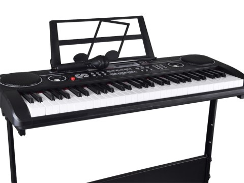 Keyboard 61 Klawiszy Podświetlane Stojak Mikrofon Organy Edukacyjne IN0187