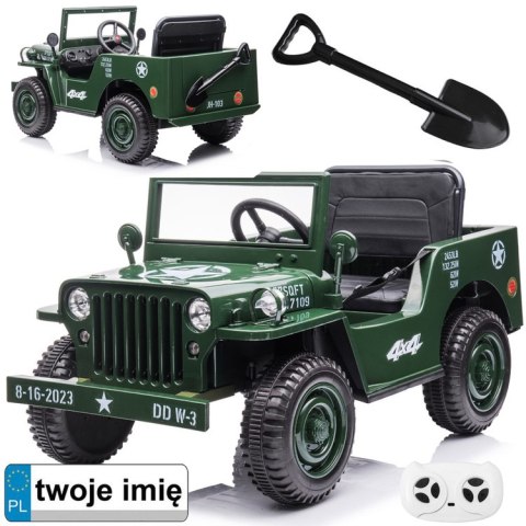 Wojskowe Auto na akumulator Willys + pilot PA0263
