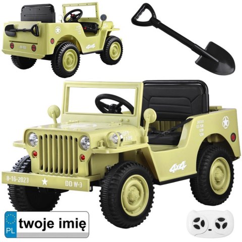 Wojskowe Auto na akumulator Willys + pilot PA0263