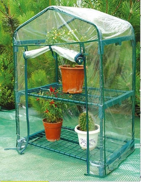 Ochronna mini szklarnia balkonowa ogrodowa 95x69x49cm 2 poziomy