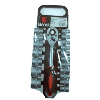 Zestaw nasadek 1/2" z grzechotka 8-32 mm 19 elementów CV klucze nasadowe z grzechotką