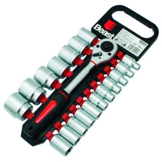 Zestaw nasadek 1/2" z grzechotka 8-32 mm 19 elementów CV klucze nasadowe z grzechotką