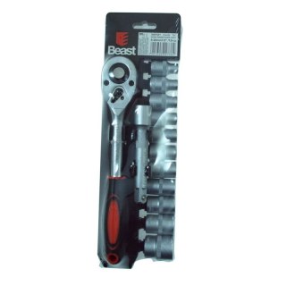 Zestaw nasadek 1/2" z grzechotka przedłużka 8-24 mm 12 elementów CV klucze nasadowe z grzechotką