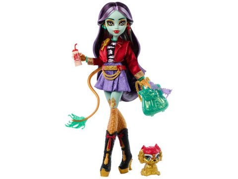 Mattel Lalka Monster High Jinafire Long + figurka zwierzak Cloudy ZA6707