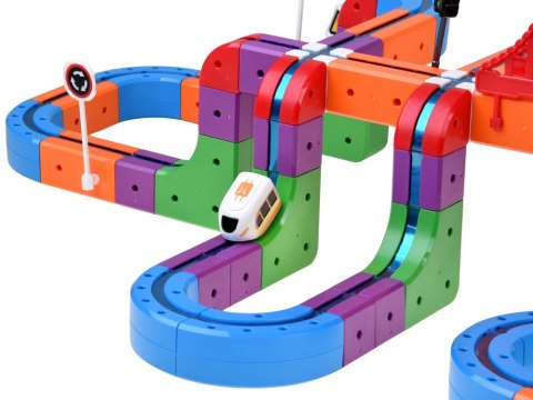 KLOCKI MAGNETYCZNE Tor magnetyczny dla pociągów - 114ele kolejka DIY ZA6281