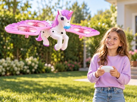Dron zdalnie sterowany Latający JEDNOROŻEC PEGAZ - świeci na różowo RC0777