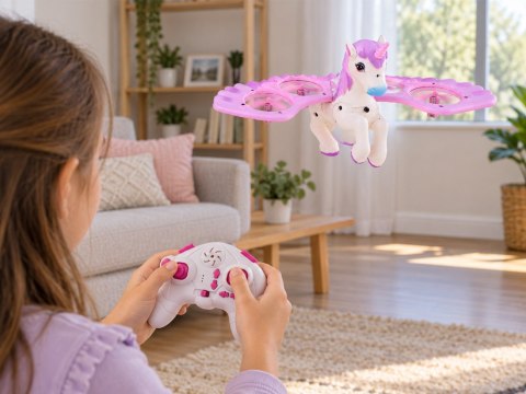 Dron zdalnie sterowany Latający JEDNOROŻEC PEGAZ - świeci na różowo RC0777