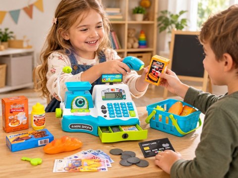 Kasa fiskalna dla dzieci INTERAKTYWNA - czytnik, waga, paragon 21ele ZA6196