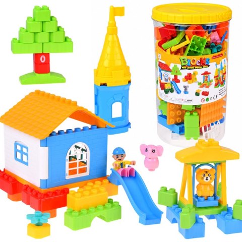 Klocki DUŻE plastikowe 94ele w pojemniku z uchwytem + figurki ZA6429