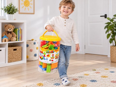 Klocki DUŻE plastikowe 94ele w pojemniku z uchwytem + figurki ZA6429