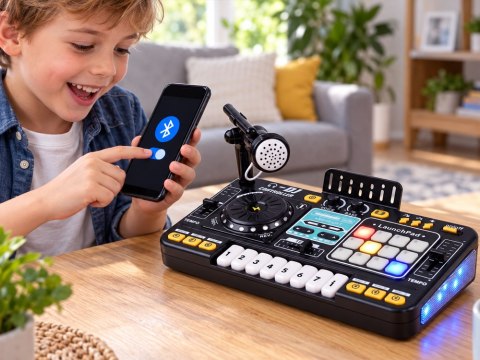 Kontroler MIXER DJ Podświetlana konsola dla dzieci + mikrofon ZA6303