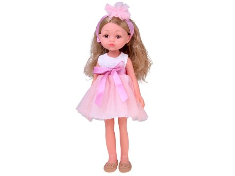 Lalka BALETNICA 35cm z blond włosami w tiulowej, różowej sukience ZA6440