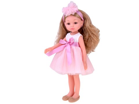 Lalka BALETNICA 35cm z blond włosami w tiulowej, różowej sukience ZA6440