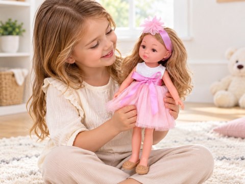 Lalka BALETNICA 35cm z blond włosami w tiulowej, różowej sukience ZA6440